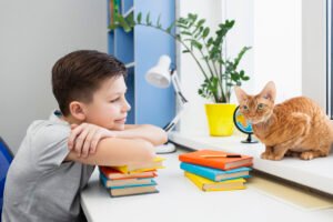 Cats are always patient with children